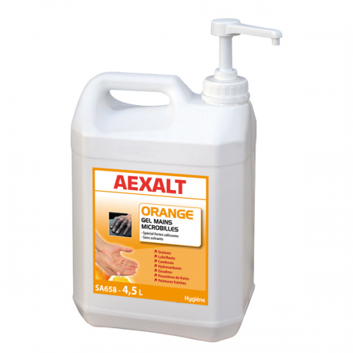 BIDON GEL MAIN MIROBILLE SANS SOLVANT ORANGE 4.5L AEXALT SA658