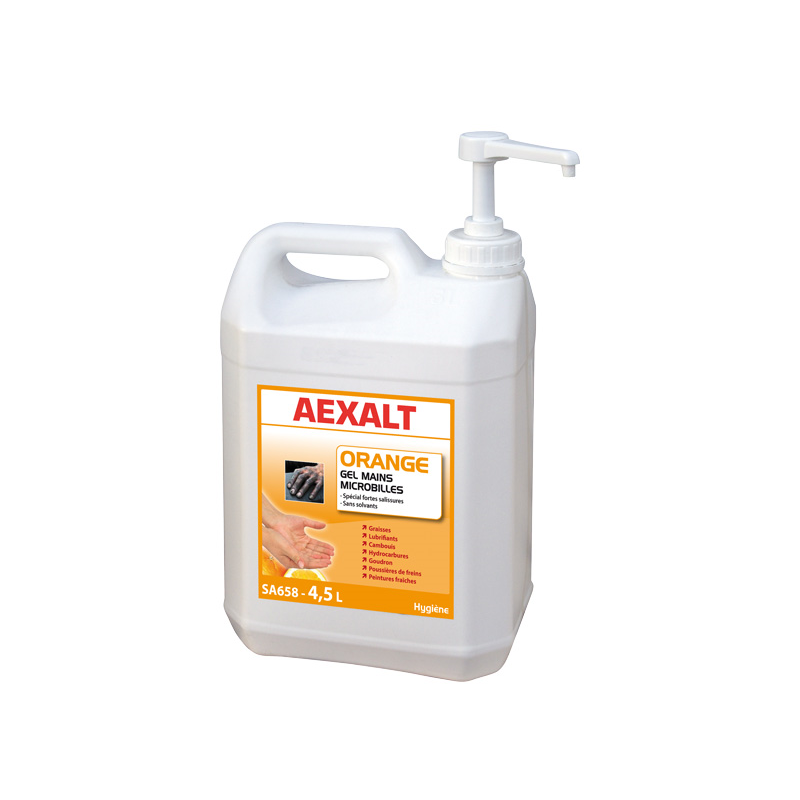 BIDON GEL MAIN MIROBILLE SANS SOLVANT ORANGE 4.5L AEXALT SA658