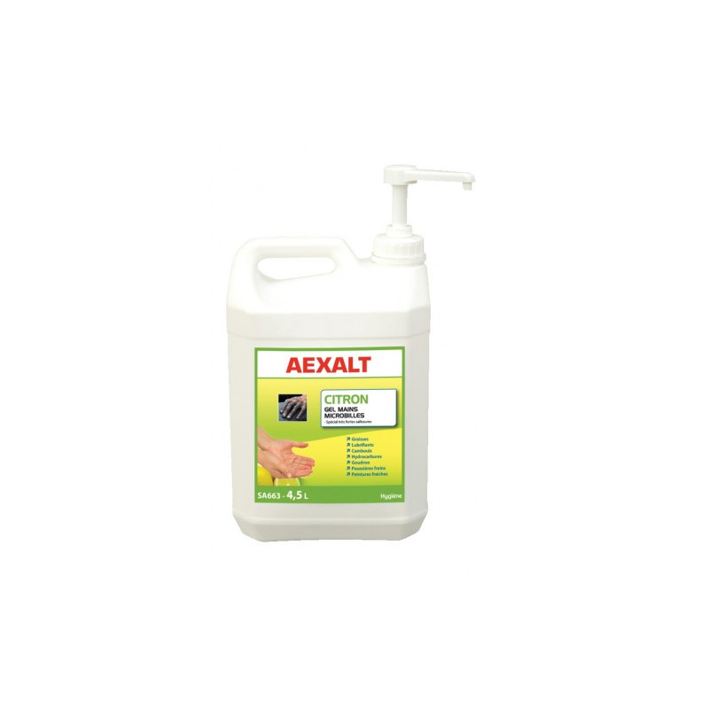 BIDON GEL MAIN MIROBILLE SANS SOLVANT CITRON 4.5L AEXALT