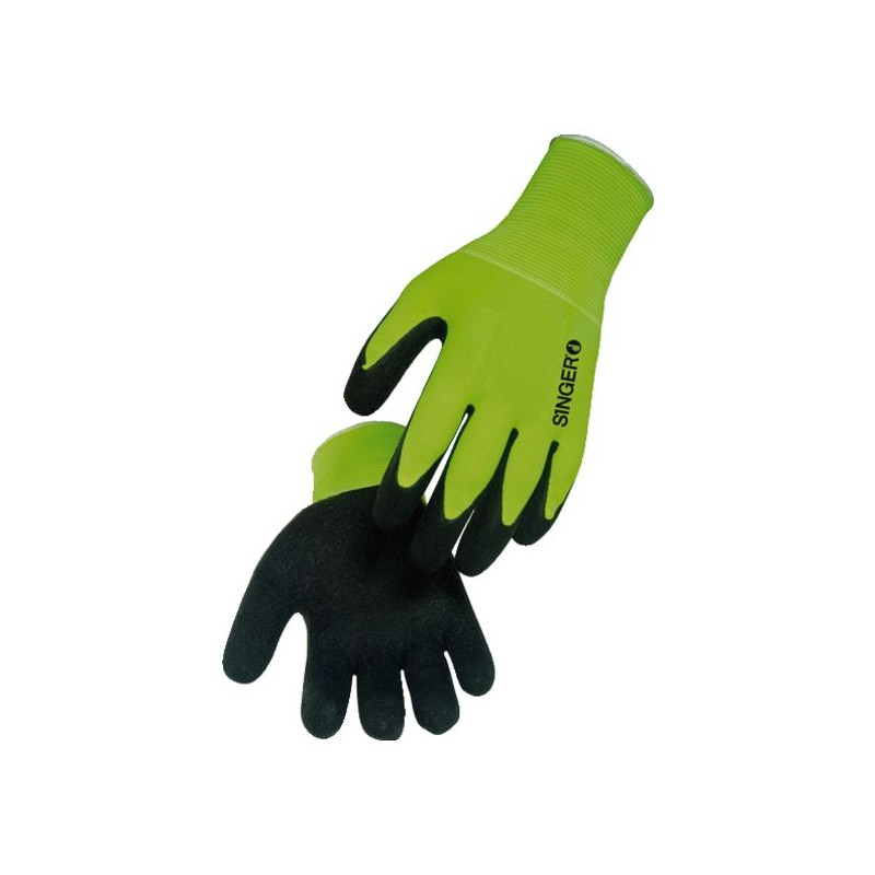 GANT PAUME ENDUITE LATEX HIVI GRIS/JAUNE FLUO SACHET DE 10 PAIRES TAILLE 10