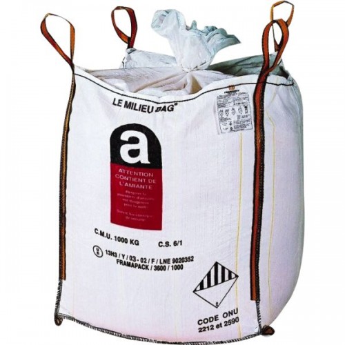 SAC BIG BAG AMIANTE TOILE POLYPROPYLENE 160 GRS/M2 - 87 X 87X 105