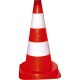 CONE DE SIGNALISATION 50 CM - 1.1 KG - PVC ORANGE - 2 BANDES BLANCHES