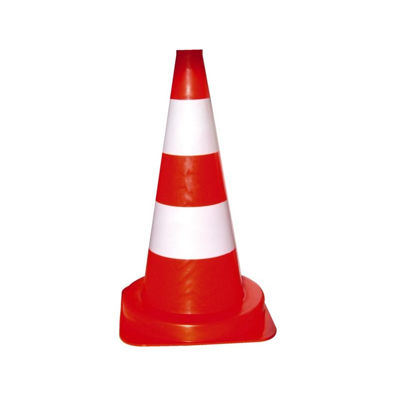 CONE DE SIGNALISATION 50 CM - 1.1 KG - PVC ORANGE - 2 BANDES BLANCHES