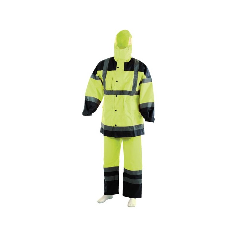 ENSEMBLE DE PLUIE HAUTE VISIBILITE JAUNE FLUO / BLEU TAILLE XL 13240-J