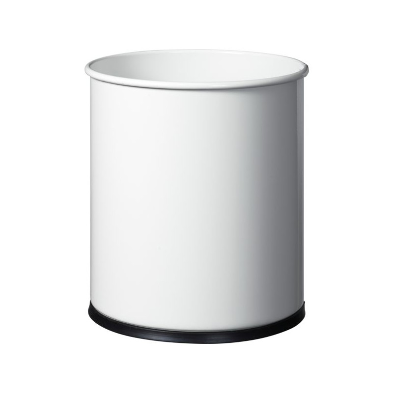 CORBEILLE A PAPIER EN ACIER EPOXY 15 L - BLANC - DIAM. 270 X300 MM
