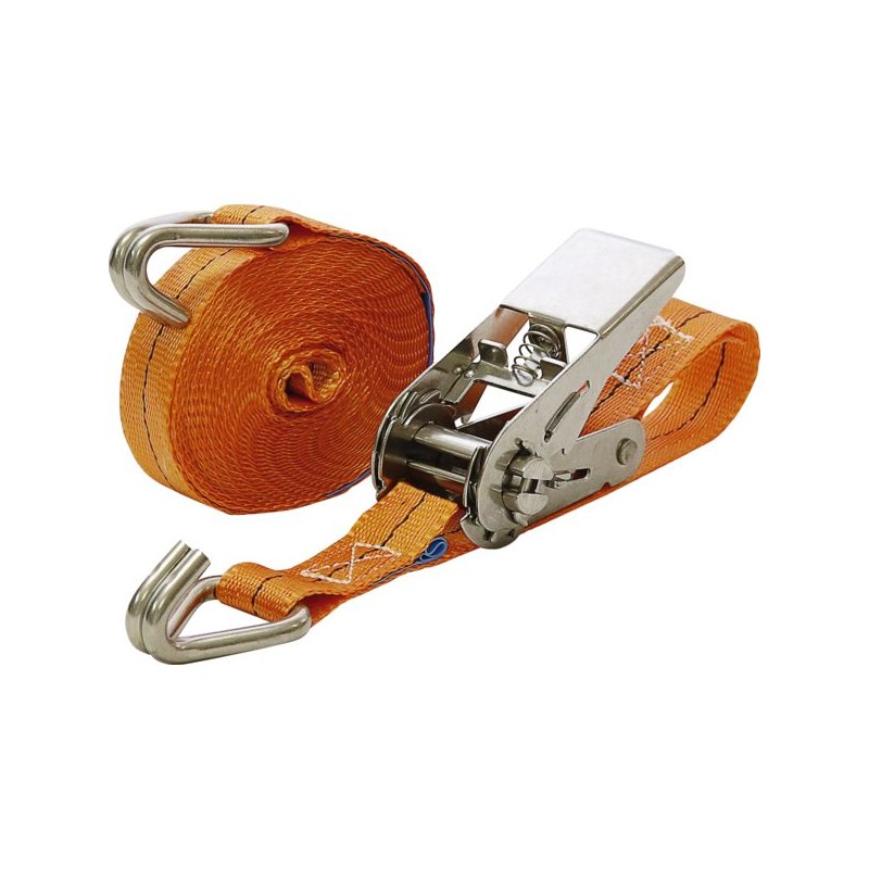 SANGLE D'ARRIMAGE CLIQUET ET CROCHET INOX 4000KG 10M/50MM ORANGE - NP4000/69-10V