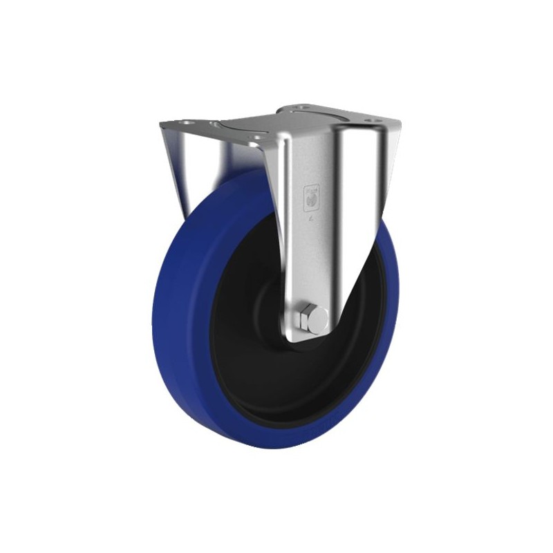 ROULETTE CAOUTCHOUC ELASTIQUE BLEU PIVOTANTE BLOQUANTE DIAM.100 H. 12