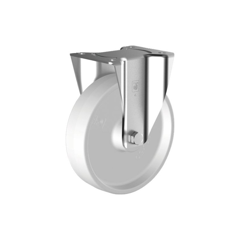 ROULETTE POLYAMIDE BLANC PIVOTANTE BLOQUANTE DIAM. 200 H. 235