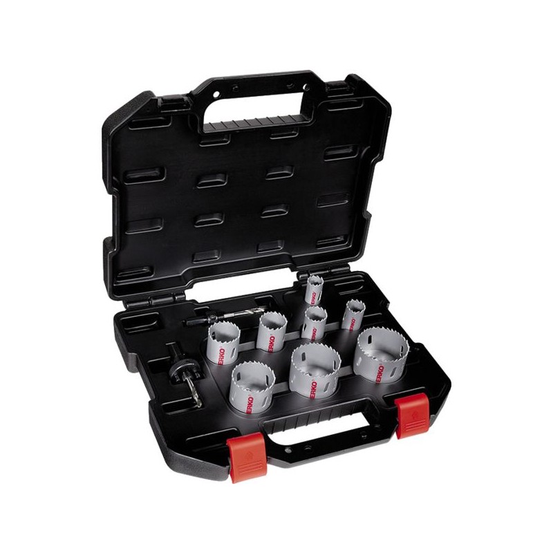 SCIE TREPAN BIMETAL ERKO EN COFFRET 8 TREPANS DE 22 A 67 MM+ 2 ARBRES