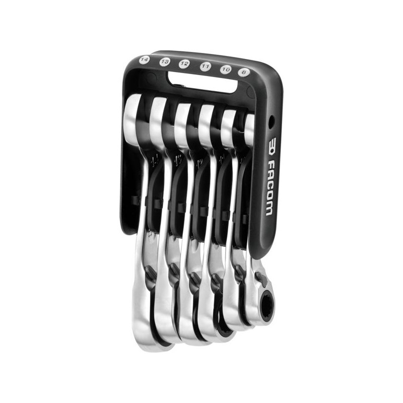 JEU DE 6 CLES MIXTES A CLIQUET COURTES EN ETUIPOCKET 8 A 14 MM