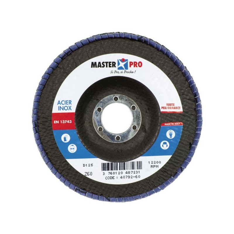 DISQUE A LAMELLES ACIER ETINOX MP DIAM 125 GRAIN 60SUPP.FIBRE DE VERRE PLAT