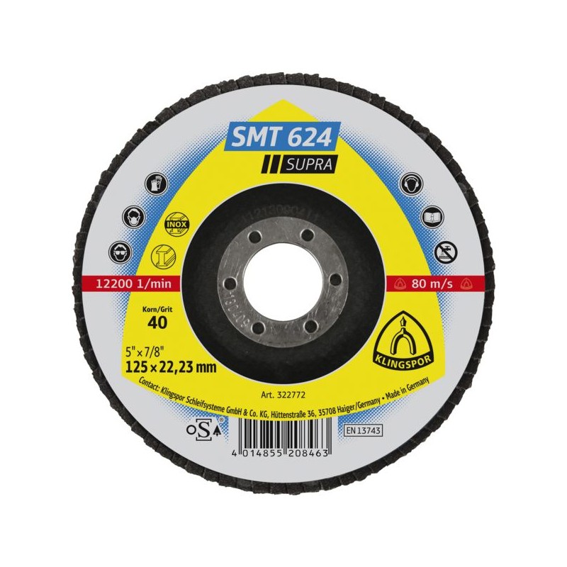 DISQUE A LAMELLES ACIER- INOXDIM. : 125 X 22,23 GRAIN : 80BOITE DE 10