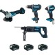 ENSEMBLE DE 4 MACHINES 18 V LI-ION 5 AH (DGA504 + DDF482 + DHR241 +DTD153)