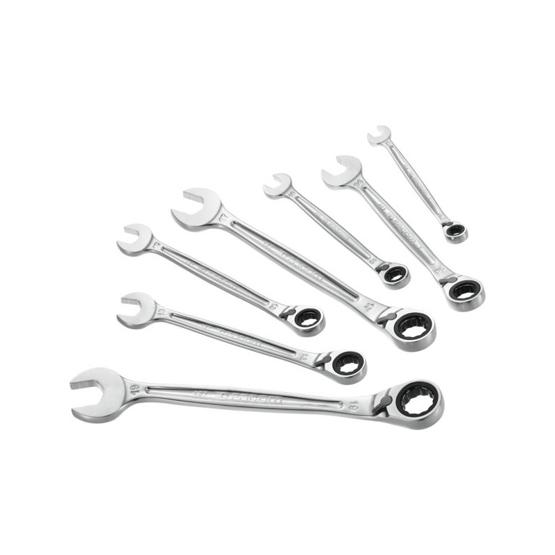 JEU DE 7 CLES MIXTES A CLIQUET(8-10-12-13-14-17-19 MM)