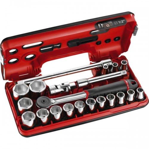 COFFRET DBOX CLIQUET ETANCHE +'DOUILLES 1/2 6 PANS 21 PCS'''