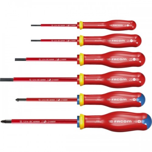 JEU DE 6 TOURNEVIS PROTWISTSLIM ISOLE 1000V (PLATS ETPOZIDRIV)