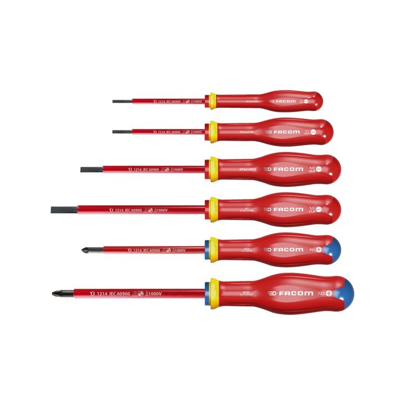 JEU DE 6 TOURNEVIS PROTWISTSLIM ISOLE 1000V (PLATS ETPOZIDRIV)