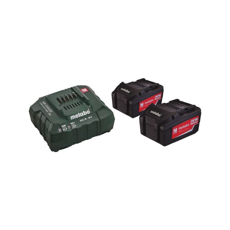 PACK 2 BATTERIES 18 VOLTS + CHARGEUR RAPIDE 2 X 4,0 AH LI-POWER, ASC 30-36, COFF