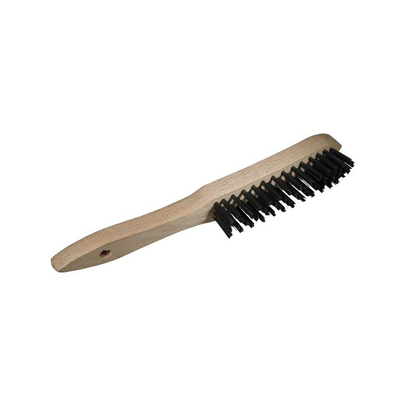 BROSSE A MAIN MANCHE BOIS 4 RANGS FIL LAITON ONDULE 0.30 MM