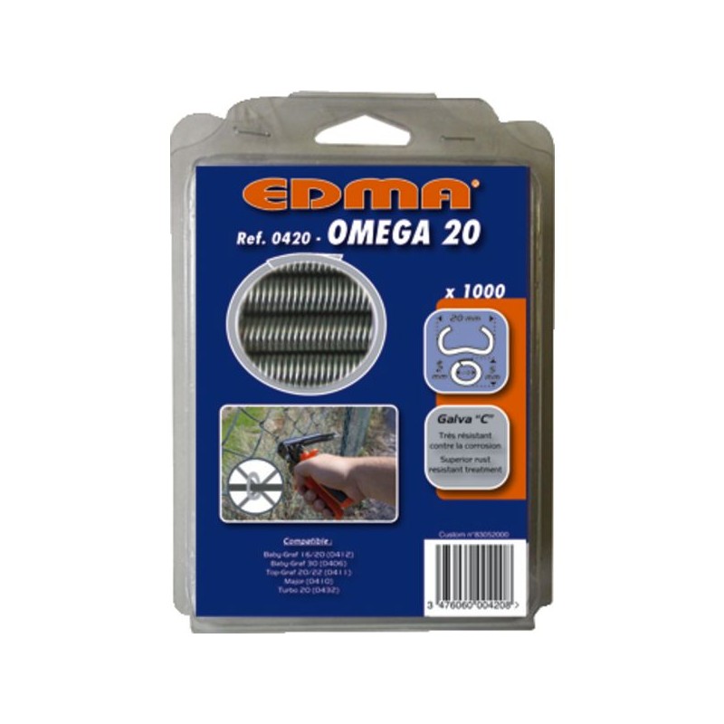 AGRAFE OMEGA 20 - GALVA A - X 1000 PCS