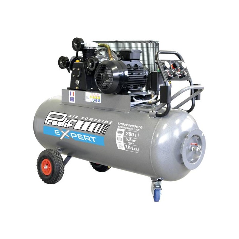 COMPRESSEUR MOBILE 200 L - 400 V TRI AVEC TABLEAU DE REGULATION