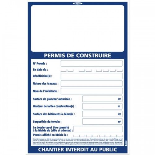 PANNEAU PERMIS CONSTRUIRE 1200X800MM
