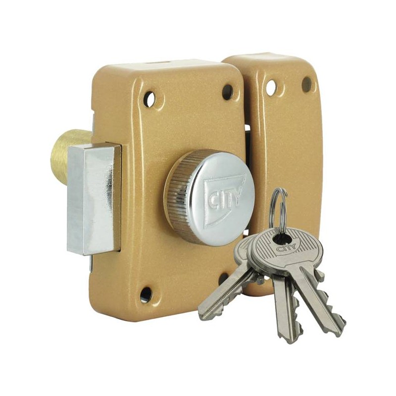 VERROU A BOUTON 25 BRONZE OR CITY GB CYLINDRE 40 MM - 3 CLES