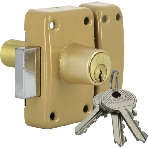 VERROU CITY 26 A 2 ENTREESBRONZE OR 3 CLES GACHEBOIS CYLINDRE 45 MM
