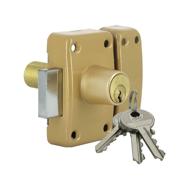 VERROU CITY 26 A 2 ENTREESBRONZE OR GACHE BOISCYLINDRE 45MM S ENTRO