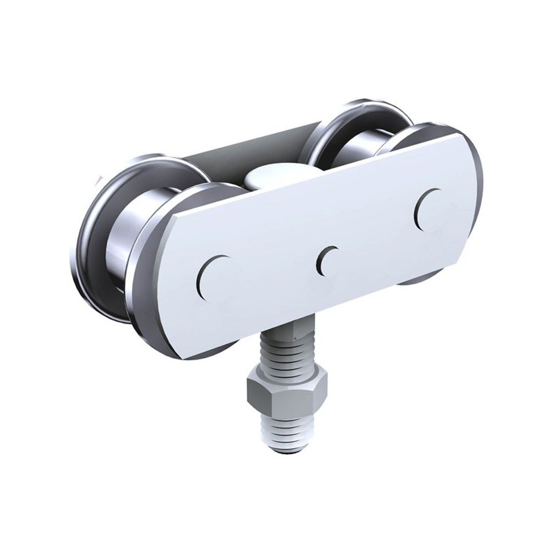 MONTURE PIVOTANTE REGLABLEEN HAUTEUR 2 GALETS ACIER SURCAGE A ROULEAUX F 150 KG