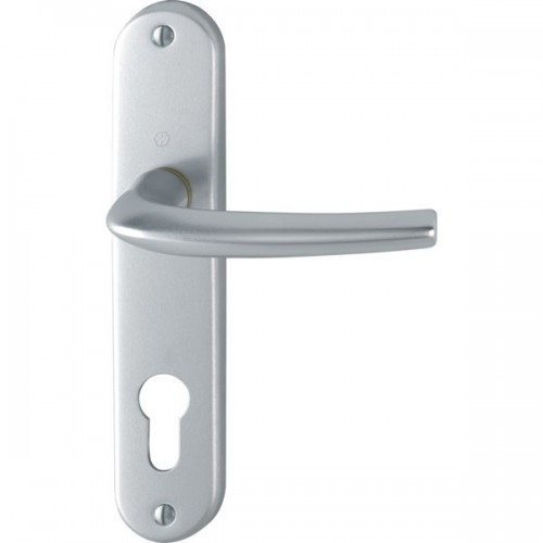 GARNITURE HOPPE ALU SURPLAQUES COURTES SAN DIEGOENTRAXE 165. COLORIS F1 ARGENT