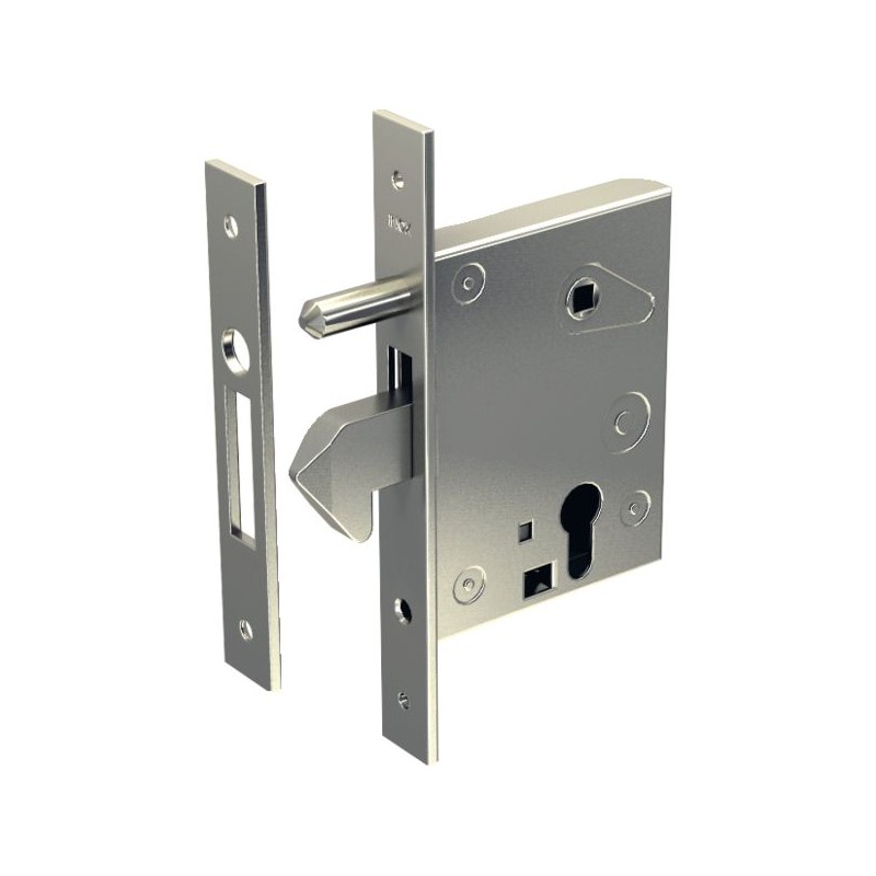 SERRURE A CROCHET TOLE GALVANISEE + GACHE SANS CYLINDRE