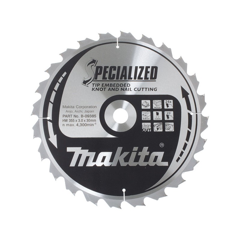 LAMES CARBURES ''SPECIALIZED'' BOIS AVEC CLOUS Ø165 ALESAGE 20-24 DENTS B-09391