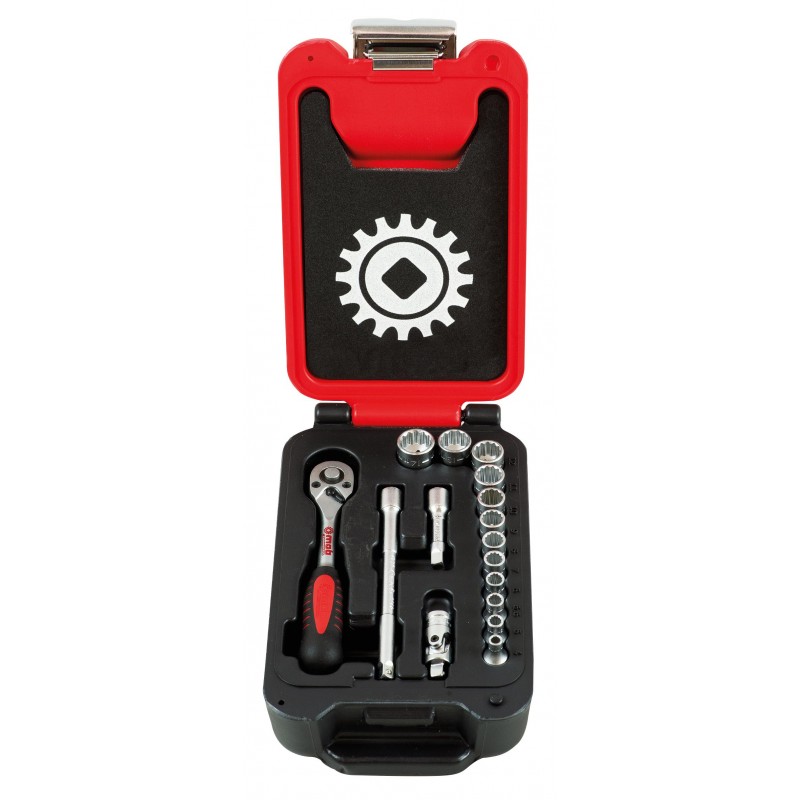 COFFRET BOX 1/4'' 16 PIECES 12 PANS CLIQUET POIRE