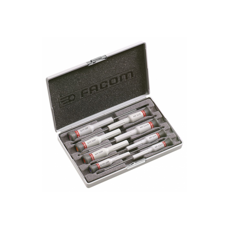 COFFRET DE 8 TOURNEVIS MICROTECH Fente Phillips Pozidriv FACOM AEF.J6