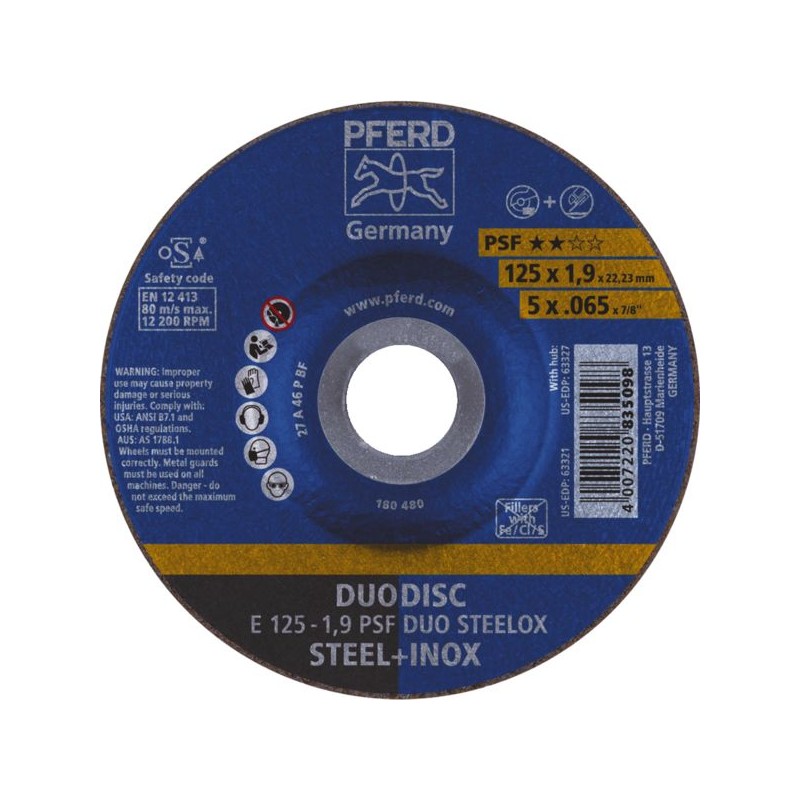 DISQUE ABRASIF DOUBLE USAGEDUODISC PSF 125 X 1,9 X 22,23