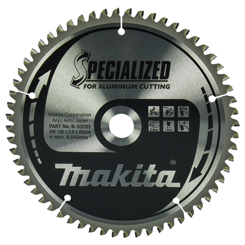 LAME DE SCIE CIRCULAIRE CARBURE MAKITA Ø190MM ALLIAGE T.C.T 60 DENTS  B-33283