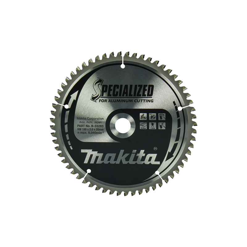 LAME DE SCIE CIRCULAIRE CARBURE MAKITA Ø190MM ALLIAGE T.C.T 60 DENTS  B-33283