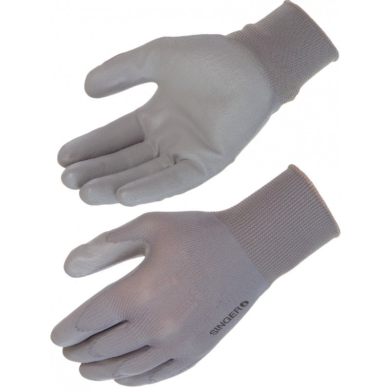 GANTS FIN TRICOT ENDUIT  PU GRIS T10 3131 SINGER NYM213PUG