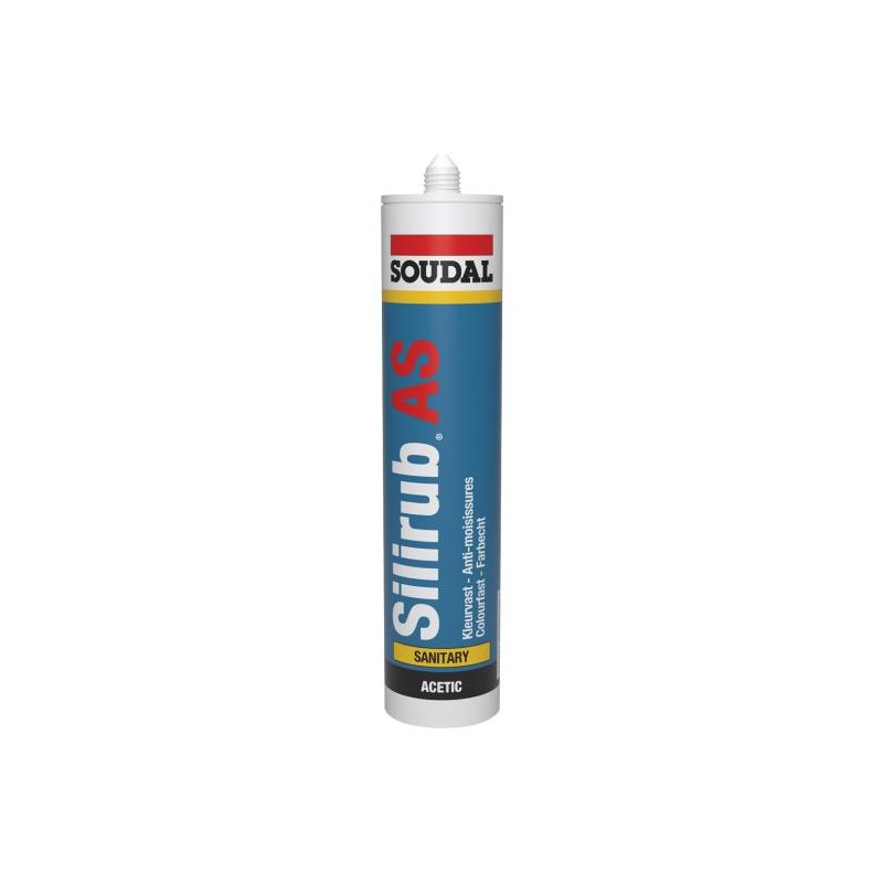 MASTIC SILICONE SANITAIRE SILIRUB AS 300 ML TRANSPARENT SOUDAL