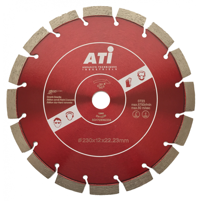 DISQUES DIAMANTS 230 X 2.6 X 10 BETON VIEUX HQ ROUGE