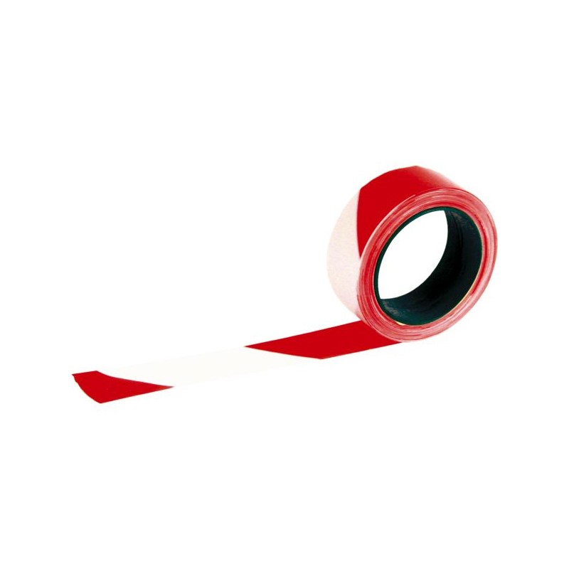 RUBAN SIGNALISATION CHANTIER ROUGE/BLANC 50 MM X100 M