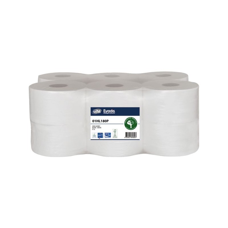 PAPIER HYGIENIQUE JUMBO 350 M 2 PLIS FT DE 8.5 X 34 CM COLIS 6 RX