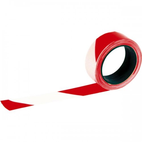 RUBAN SIGNALISATION CHANTIER ROUGE/BLANC 50 MM X100 M